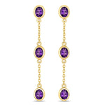 Oval Cut Bezel Set Station Drop Earrings