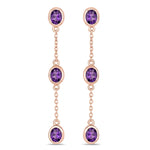Oval Cut Bezel Set Station Drop Earrings