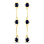 Oval Cut Bezel Set Station Drop Earrings