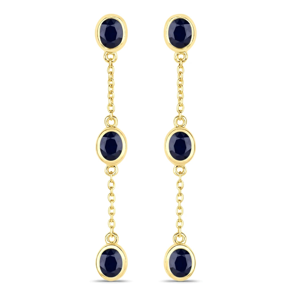 Oval Cut Bezel Set Station Drop Earrings