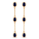 Oval Cut Bezel Set Station Drop Earrings