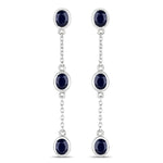 Oval Cut Bezel Set Station Drop Earrings