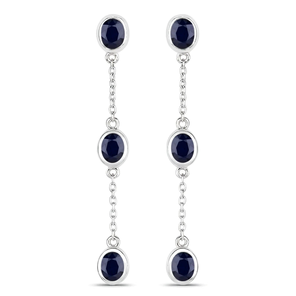 Oval Cut Bezel Set Station Drop Earrings