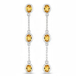 Oval Cut Bezel Set Station Drop Earrings