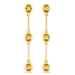 Oval Cut Bezel Set Station Drop Earrings