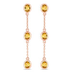 Oval Cut Bezel Set Station Drop Earrings