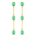 Oval Cut Bezel Set Station Drop Earrings