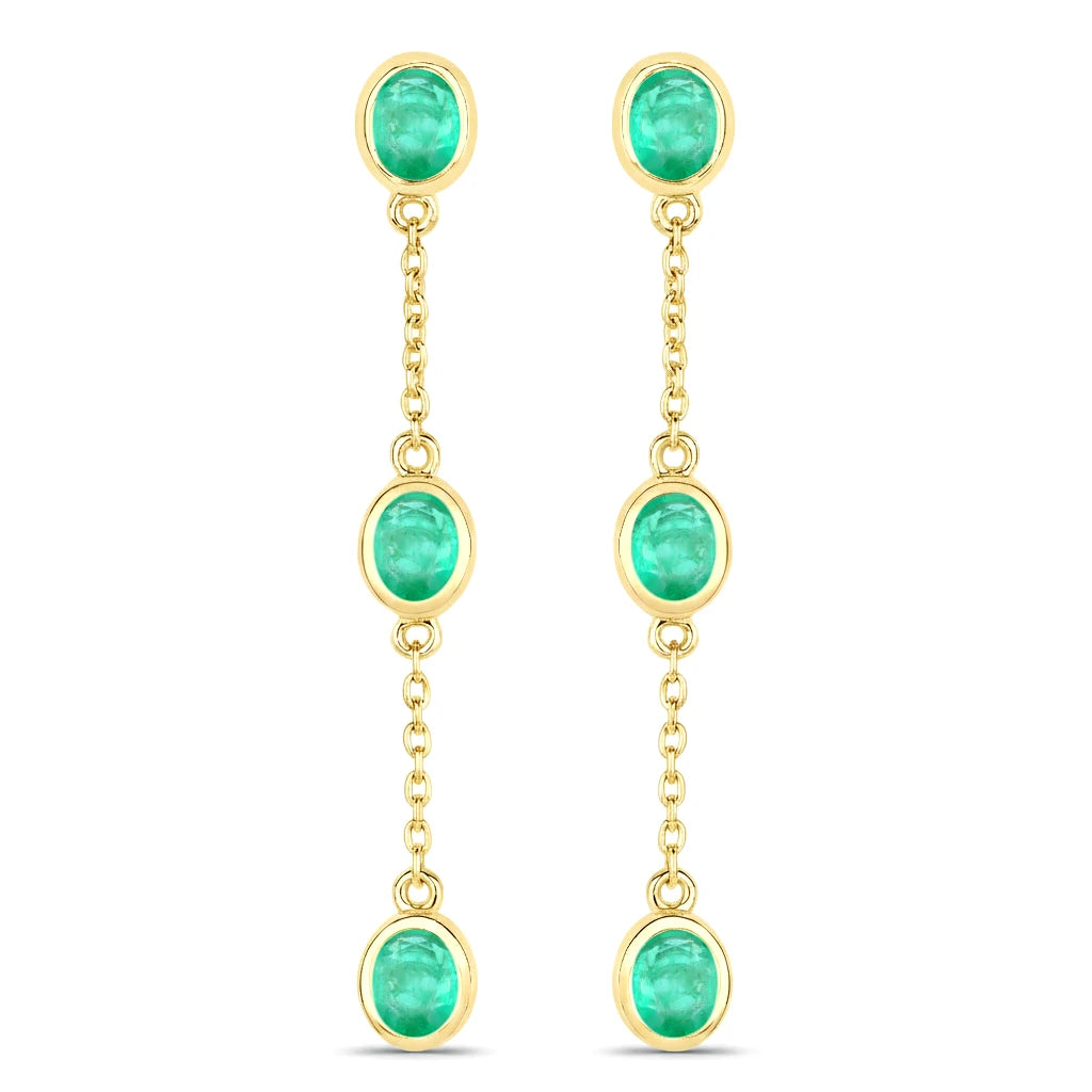 Oval Cut Bezel Set Station Drop Earrings