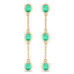 Oval Cut Bezel Set Station Drop Earrings