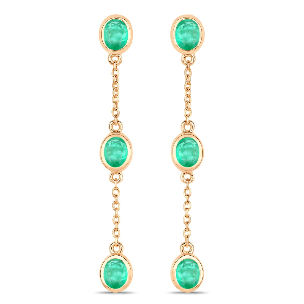 Oval Cut Bezel Set Station Drop Earrings