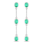 Oval Cut Bezel Set Station Drop Earrings