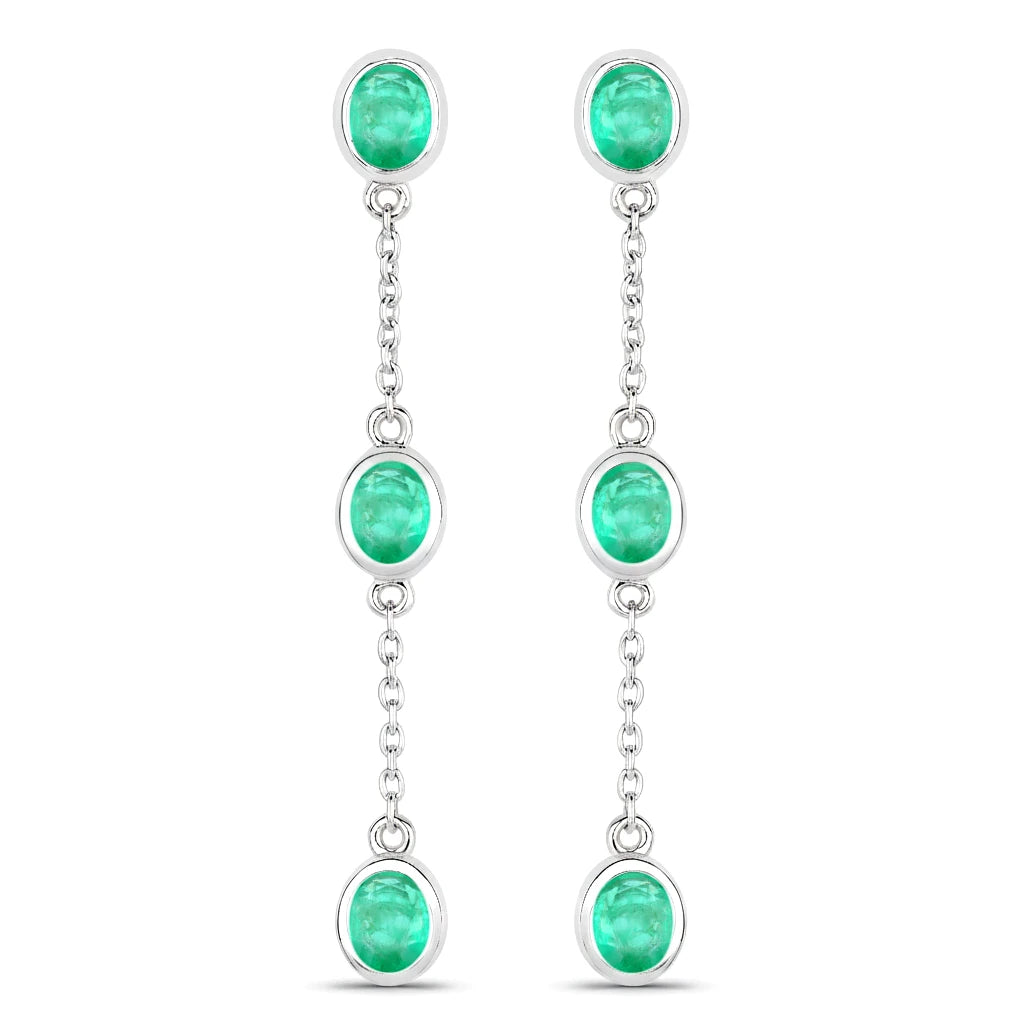 Oval Cut Bezel Set Station Drop Earrings