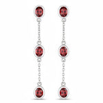 Oval Cut Bezel Set Station Drop Earrings