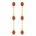 Oval Cut Bezel Set Station Drop Earrings