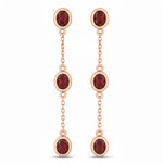 Oval Cut Bezel Set Station Drop Earrings