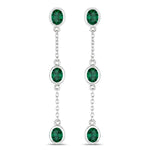 Oval Cut Bezel Set Station Drop Earrings