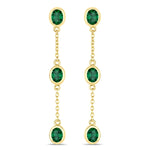 Oval Cut Bezel Set Station Drop Earrings