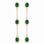Oval Cut Bezel Set Station Drop Earrings