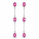 Oval Cut Bezel Set Station Drop Earrings