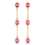 Oval Cut Bezel Set Station Drop Earrings