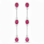 Oval Cut Bezel Set Station Drop Earrings