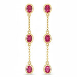 Oval Cut Bezel Set Station Drop Earrings