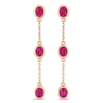 Oval Cut Bezel Set Station Drop Earrings