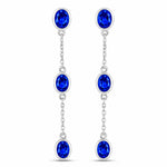 Oval Cut Bezel Set Station Drop Earrings