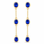 Oval Cut Bezel Set Station Drop Earrings