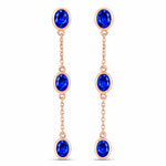 Oval Cut Bezel Set Station Drop Earrings