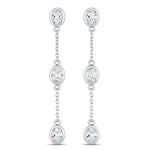 Oval Cut Bezel Set Station Drop Earrings