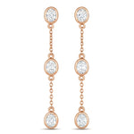 Oval Cut Bezel Set Station Drop Earrings
