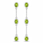 Oval Cut Bezel Set Station Drop Earrings
