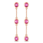 Oval Cut Bezel Set Station Drop Earrings