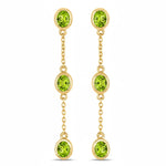 Oval Cut Bezel Set Station Drop Earrings