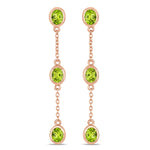 Oval Cut Bezel Set Station Drop Earrings
