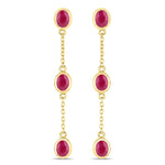 Oval Cut Bezel Set Station Drop Earrings