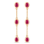Oval Cut Bezel Set Station Drop Earrings