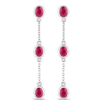Oval Cut Bezel Set Station Drop Earrings