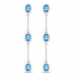 Oval Cut Bezel Set Station Drop Earrings