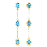 Oval Cut Bezel Set Station Drop Earrings