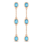 Oval Cut Bezel Set Station Drop Earrings