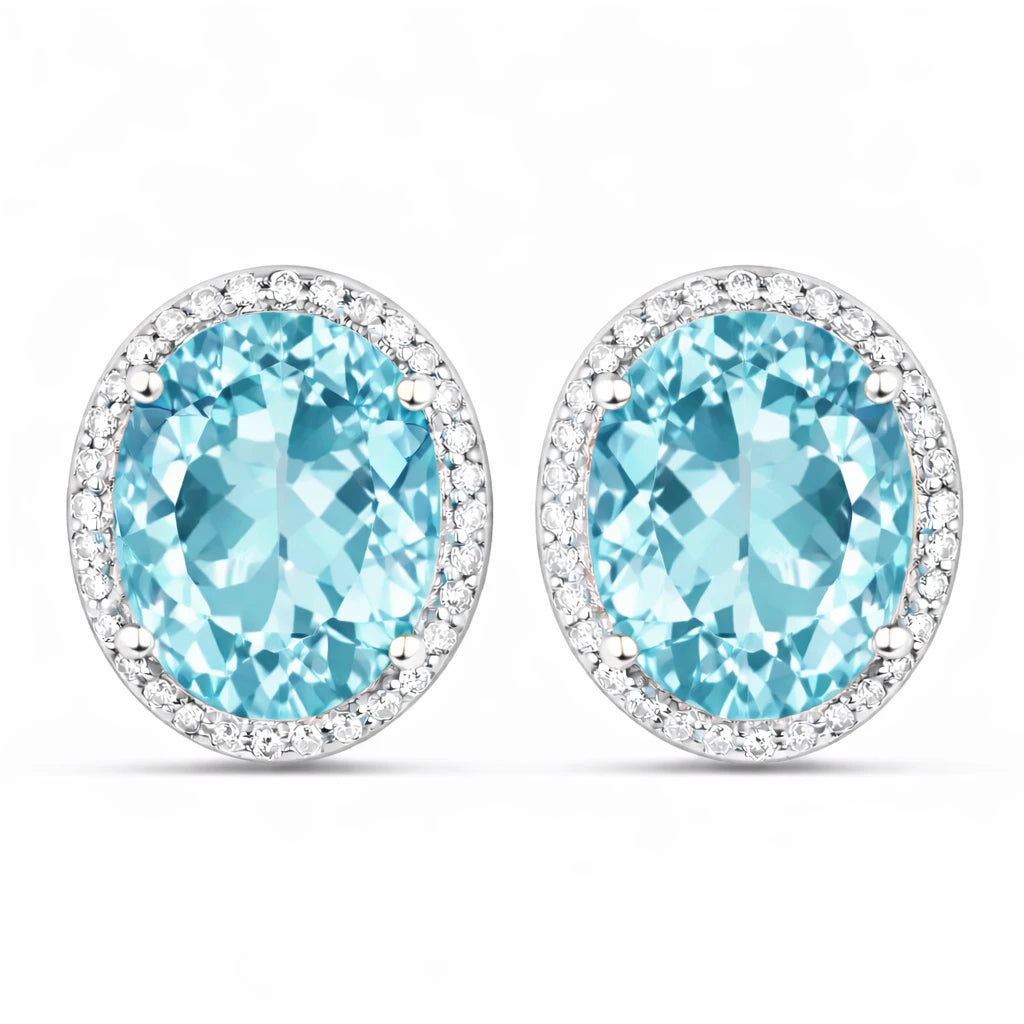 Opulent Oval Diamond Halo Stud Earrings