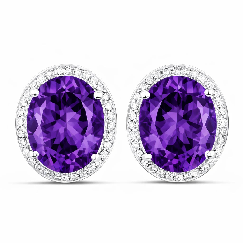 Opulent Oval Diamond Halo Stud Earrings