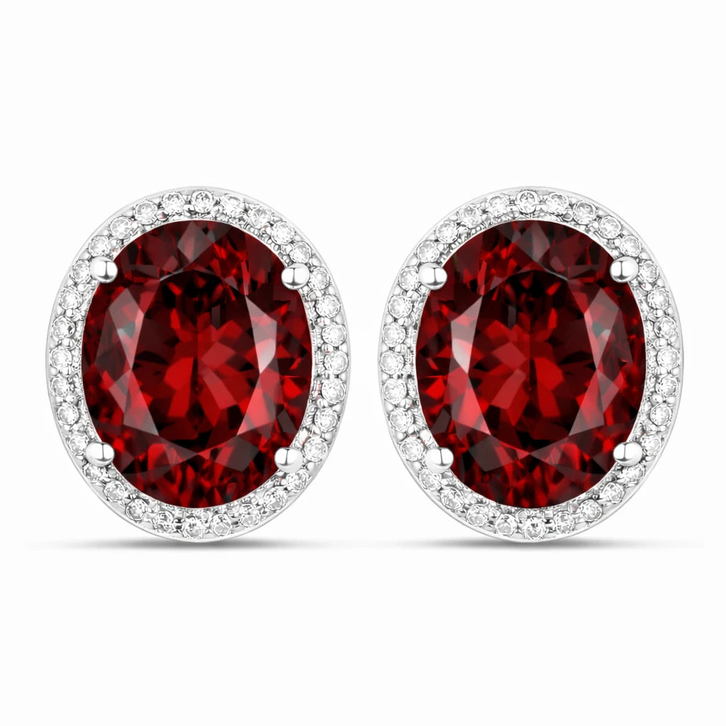 Opulent Oval Diamond Halo Stud Earrings