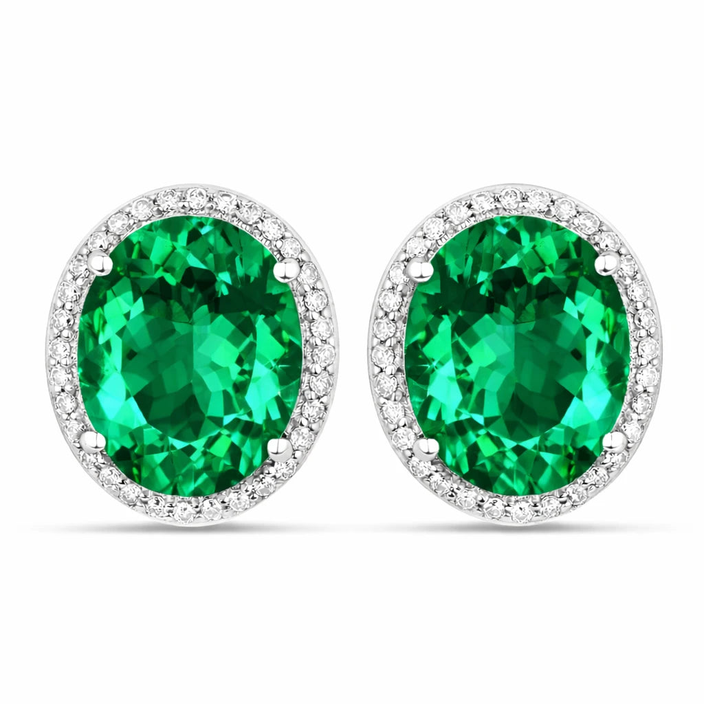 Opulent Oval Diamond Halo Stud Earrings
