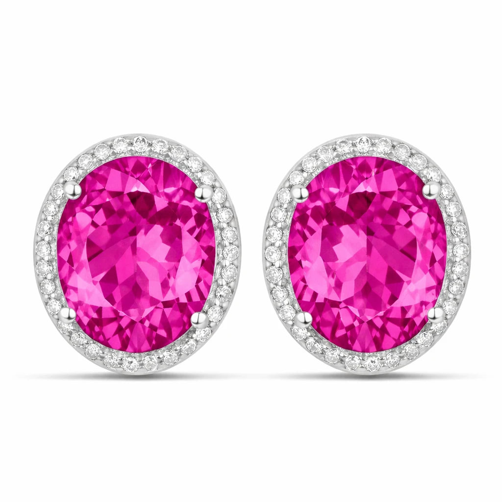 Opulent Oval Diamond Halo Stud Earrings