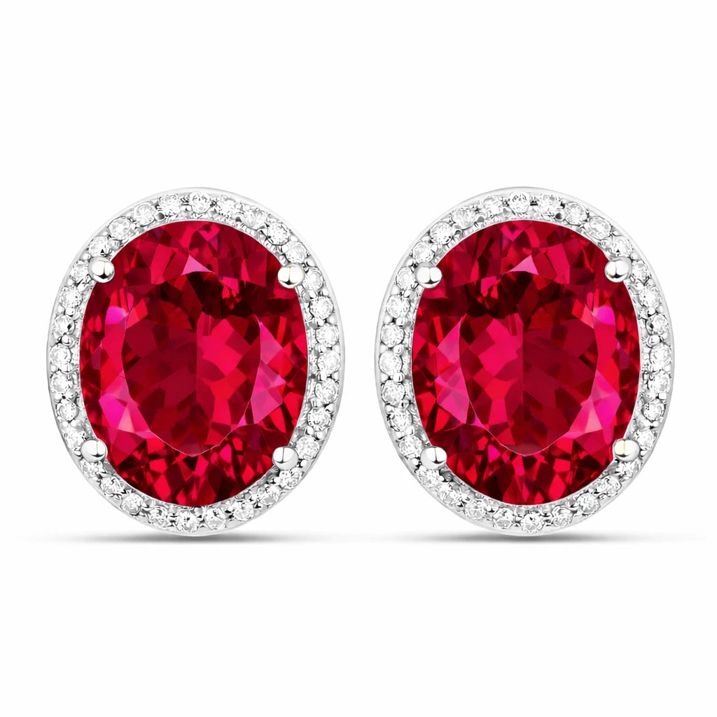 Opulent Oval Diamond Halo Stud Earrings