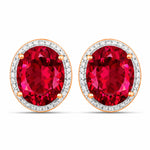 Opulent Oval Diamond Halo Stud Earrings