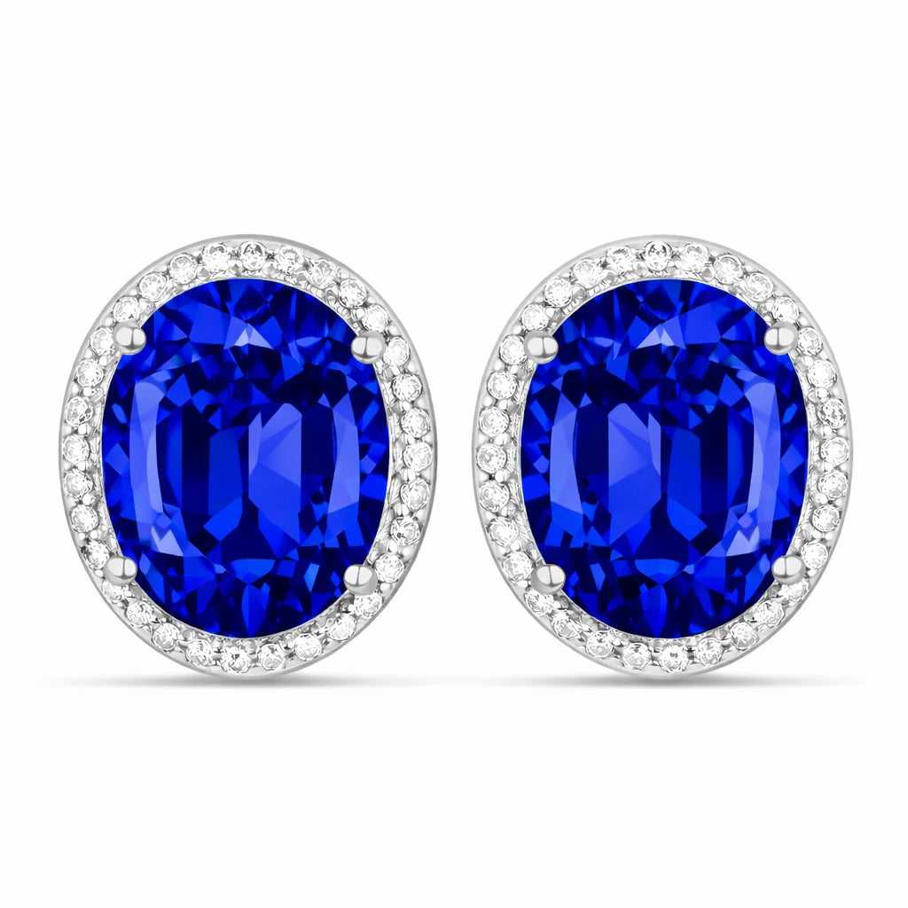 Opulent Oval Diamond Halo Stud Earrings